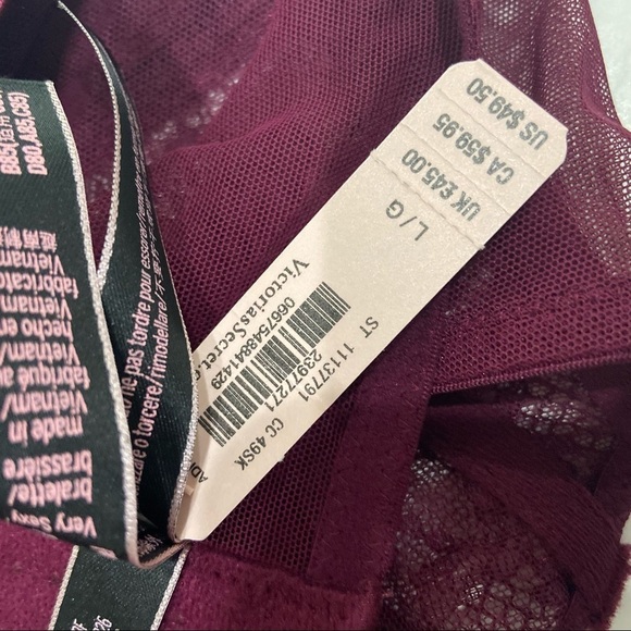 NWT Victorias Secret High Neck Large Sexy Lace Bralette Maroon Velvet Halter - Picture 3 of 5